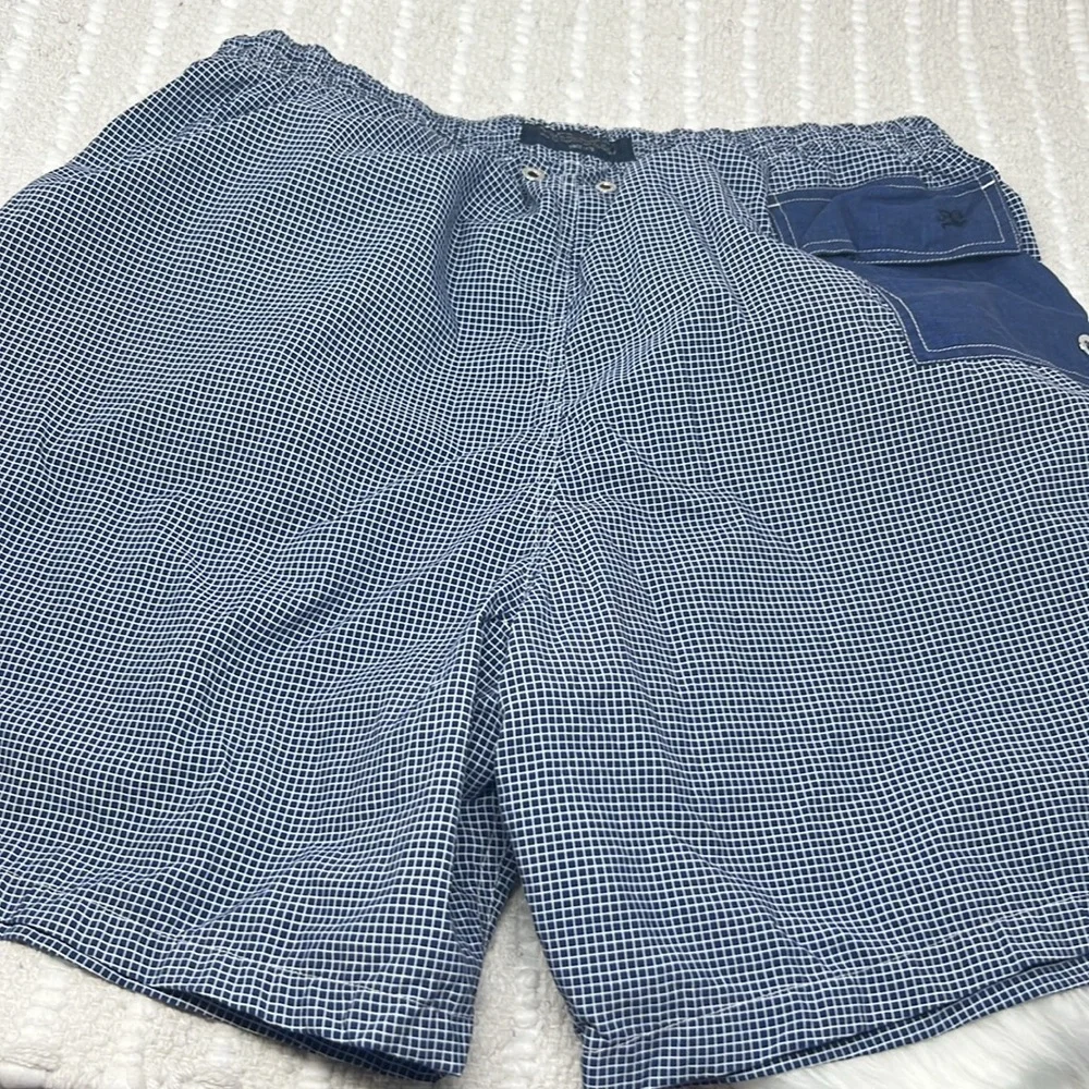pal zileri concept Check swim trunk Men’s 4XL Inseam 5.5” Blue Swimwear